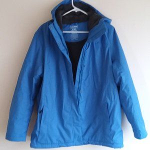 Blue Womens L.L. Bean Sherpa Lined Rain/Snow Coat